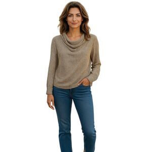 Zara Draped Cowl Houndstooth Blouse M